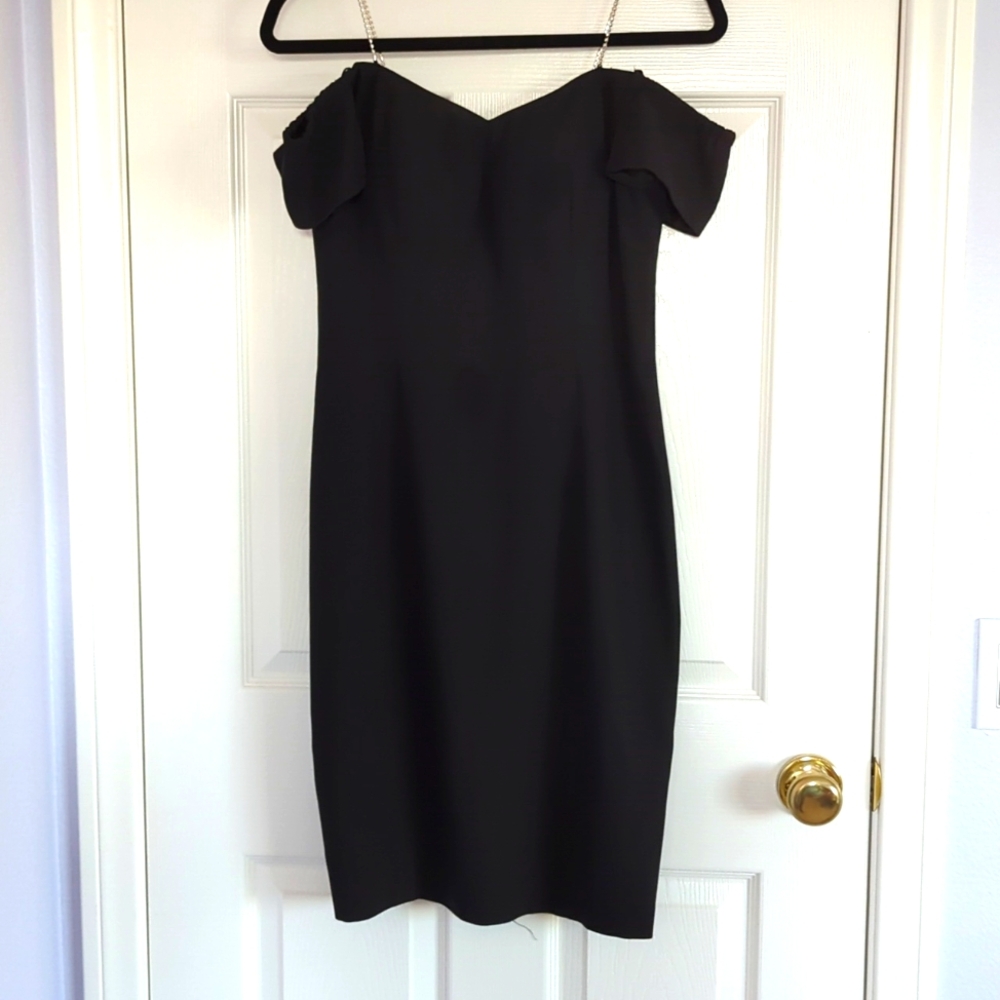 Saks Fifth Ave Off-Shoulder Little Black Dress Cocktail Evening Size 6